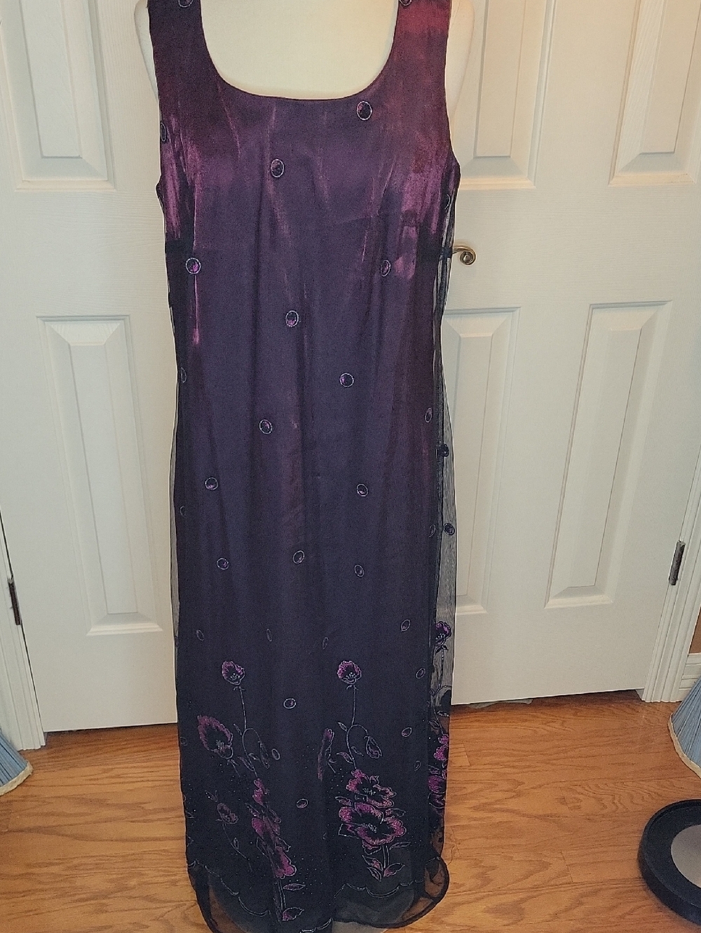 S.L. Fashions Deep Purple Embroidered Maxi Dress